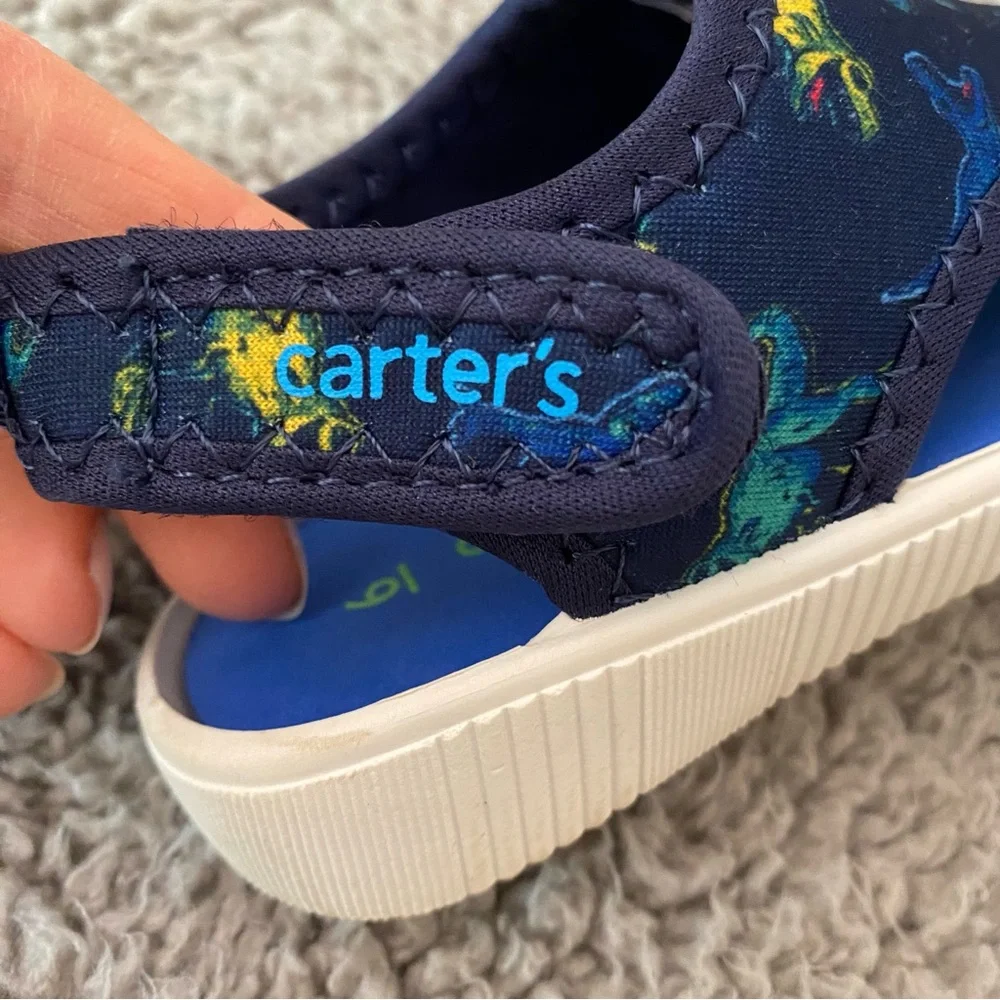 Toddler Boy Water Shoes Sandals Size 6 Navy Blue Dinosaurs Carter's